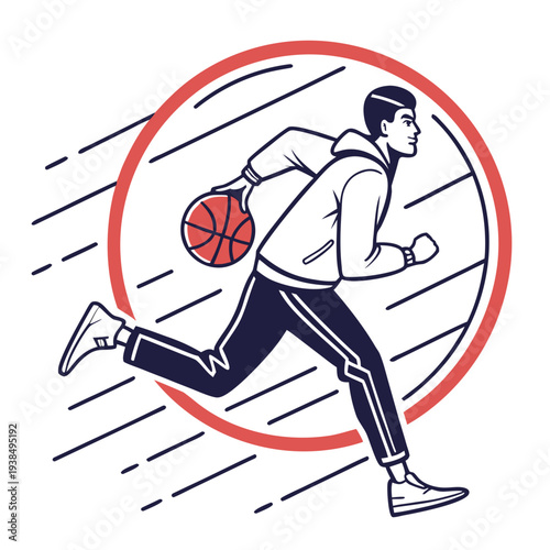 A runner in motion with a red circle and cross behind them Vector