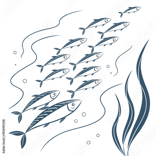 Abstract blue line art with flowing, wavy patterns and shapes. Vector