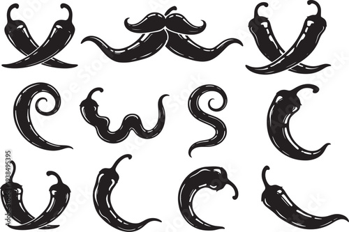 Silhouettes of various plants and office supplies on shelves, depicting a workspace with decorative elements