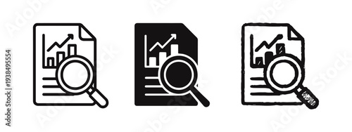 Data Analysis Report Icon Set - Financial Chart and Business Research Symbols
