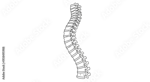 Human Spine Anatomy Detailed Illustration.