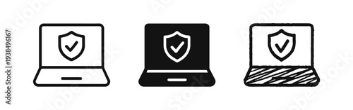 Laptop Security and Protection Icon Set