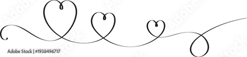 Heart love line swirl set elegant calligraphy wedding graphic elements with hand drawn flourish ribbons and ornaments