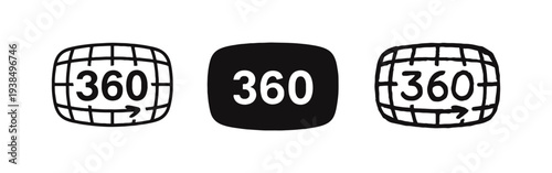 360 Degree View and Panoramic Icon Set