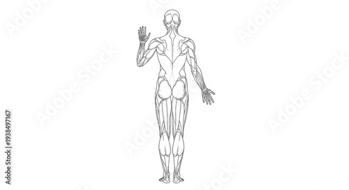 Human Anatomy Diagram Showing Muscular System.