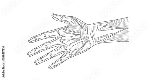 Detailed Hand Anatomy Illustration.