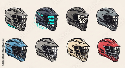 Collection of Diverse Lacrosse Helmets Showcasing Various Designs.