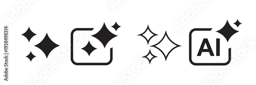 AI generate icon. Sparkle star with square symbol, artificial intelligence, machine learning, technology vector