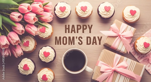 Happy mother's day celebration with sushi and gifts