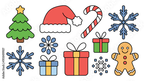 Christmas Elements Collection Festive Holiday Icons.