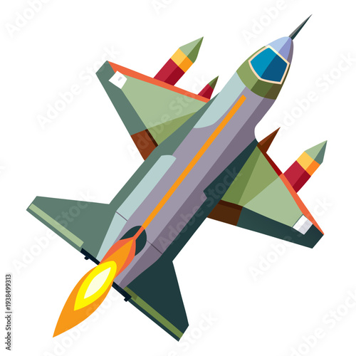 Military fighter jet launching with afterburner flames