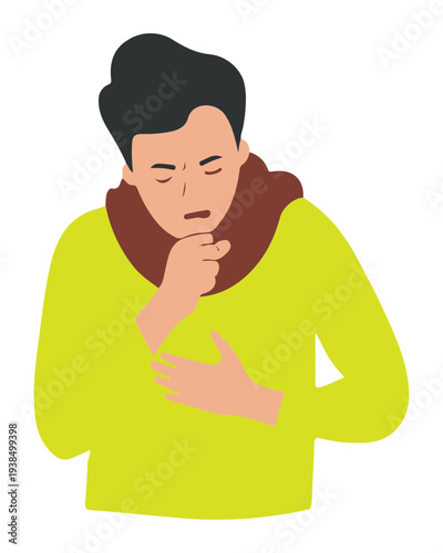 Man coughing illustration