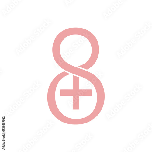 Pink Female Symbol Number Eight Sign.