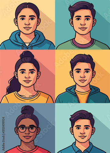 volto avatar  persone  icone uomo donna  ragazzo ragazza vari caratteri icon vettoriale