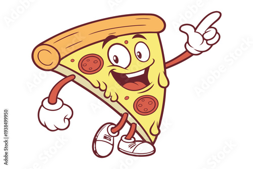 Slice of pepperoni pizza. Fast Food Doodle Line Art Illustration. Vector clip art illustration with simple gradients. All in a single layer.