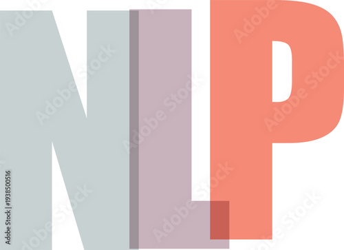 NLP Text Abbreviation Overlapping Letters on White Background