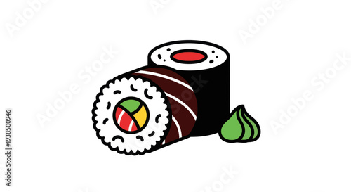Sushi rolls with wasabi illustration
