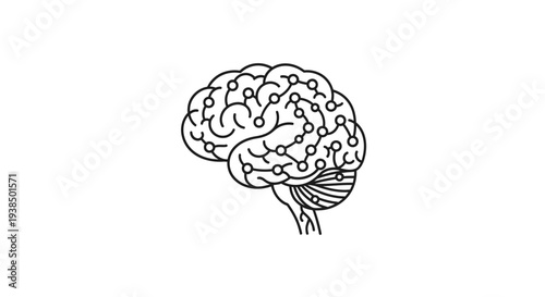 Human Brain Illustration Side View Anatomy.