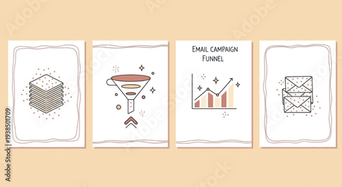 Email Marketing Campaign Funnel and Data Analysis Icons
