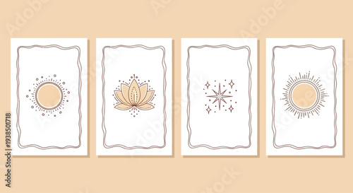 Boho Tarot Card Backs: Sun, Lotus, Star & Geometric Designs