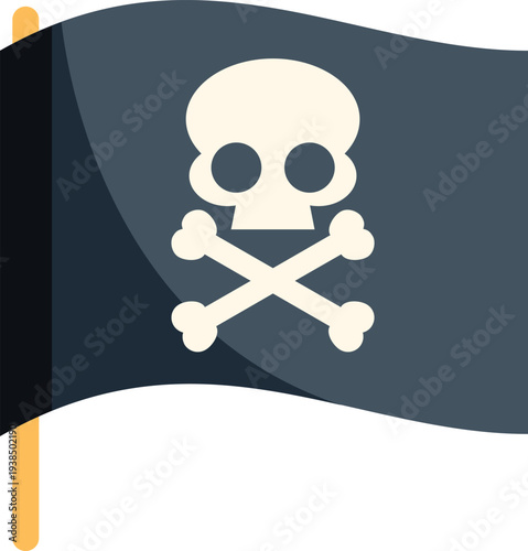 Pirate flag displaying a skull and crossbones symbol for danger or adventure