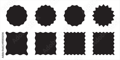 zig zag edge circle shape set jagged round elements. eps 10.