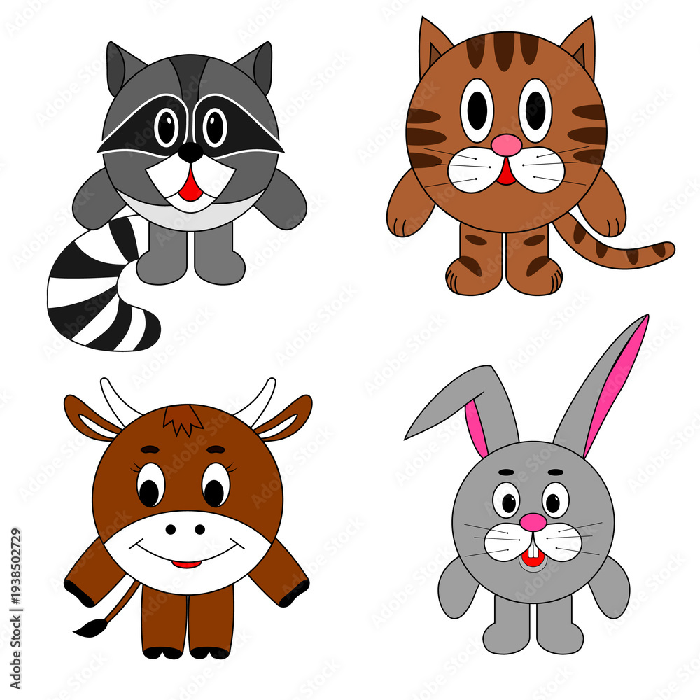Fototapeta premium raccoon, cat, cow, rabbit