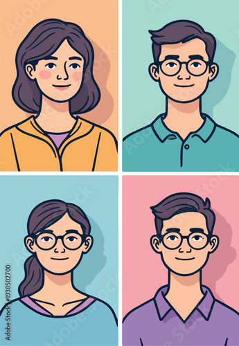 volto avatar  persone  icone uomo donna  ragazzo ragazza vari caratteri icon vettoriale