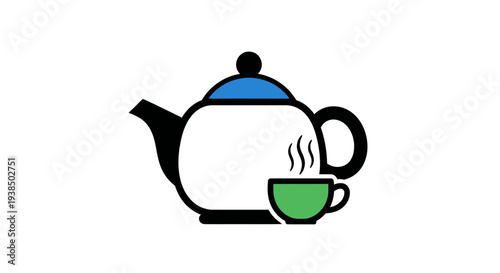 Teapot and cup icon illustration