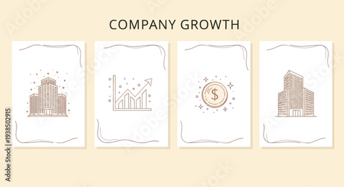 Company Growth Concept: Buildings, Graph, Coin, Success