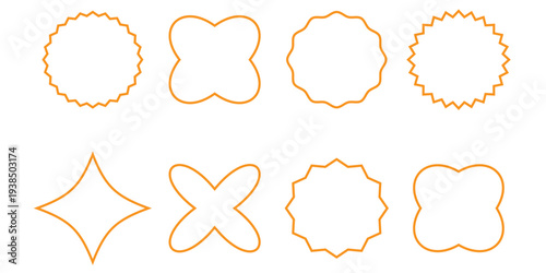 Modern blank templates for price tags, promotion signs, and marketing design. Rounded starburst zigzag.
