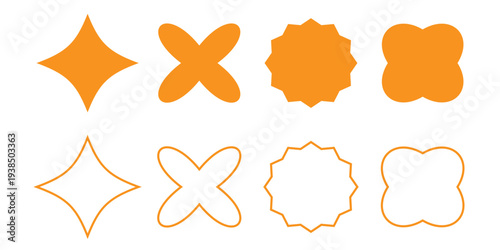 Modern blank templates for price tags, promotion signs, and marketing design. Rounded starburst zigzag.