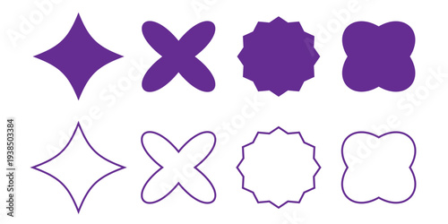 Modern blank templates for price tags, promotion signs, and marketing design. Rounded starburst zigzag.