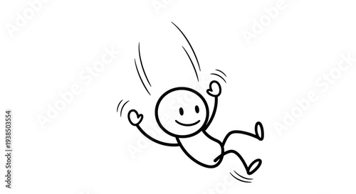 Simple stick figure jumping with joy and enthusiasm.