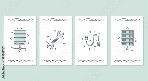 Server Maintenance and IT Support Icons