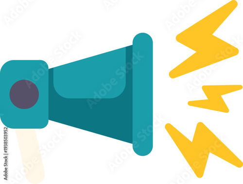 Megaphone icon broadcasting an alert, making an announcement with sound waves