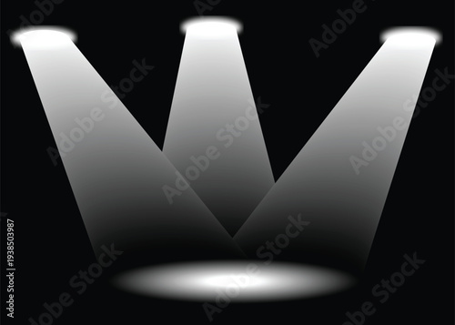 Three Stage Spotlight Beams on Dark Background – Dramatic Theater Lighting Effect