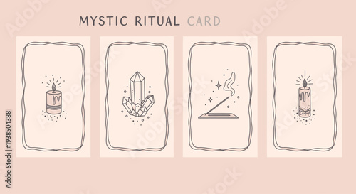 Mystic Ritual Card Designs: Candle, Crystal, Incense, Aura