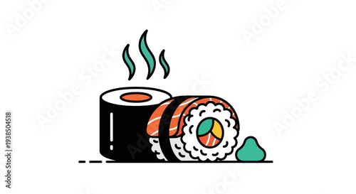 Sushi rolls illustration on white