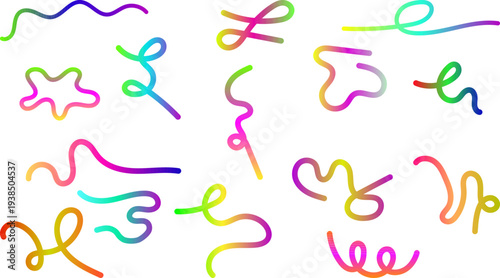 Colorful Rainbow Gradient Swirl Lines Abstract Fluid Ribbon Waves Vector for Festive Celebration Designs