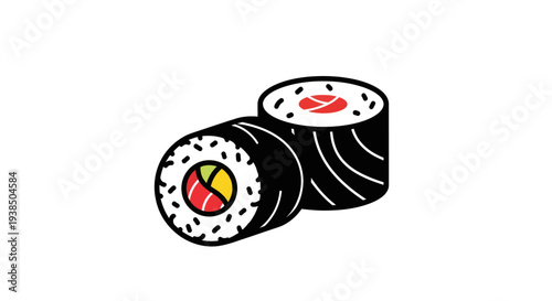 Sushi rolls illustration on white background