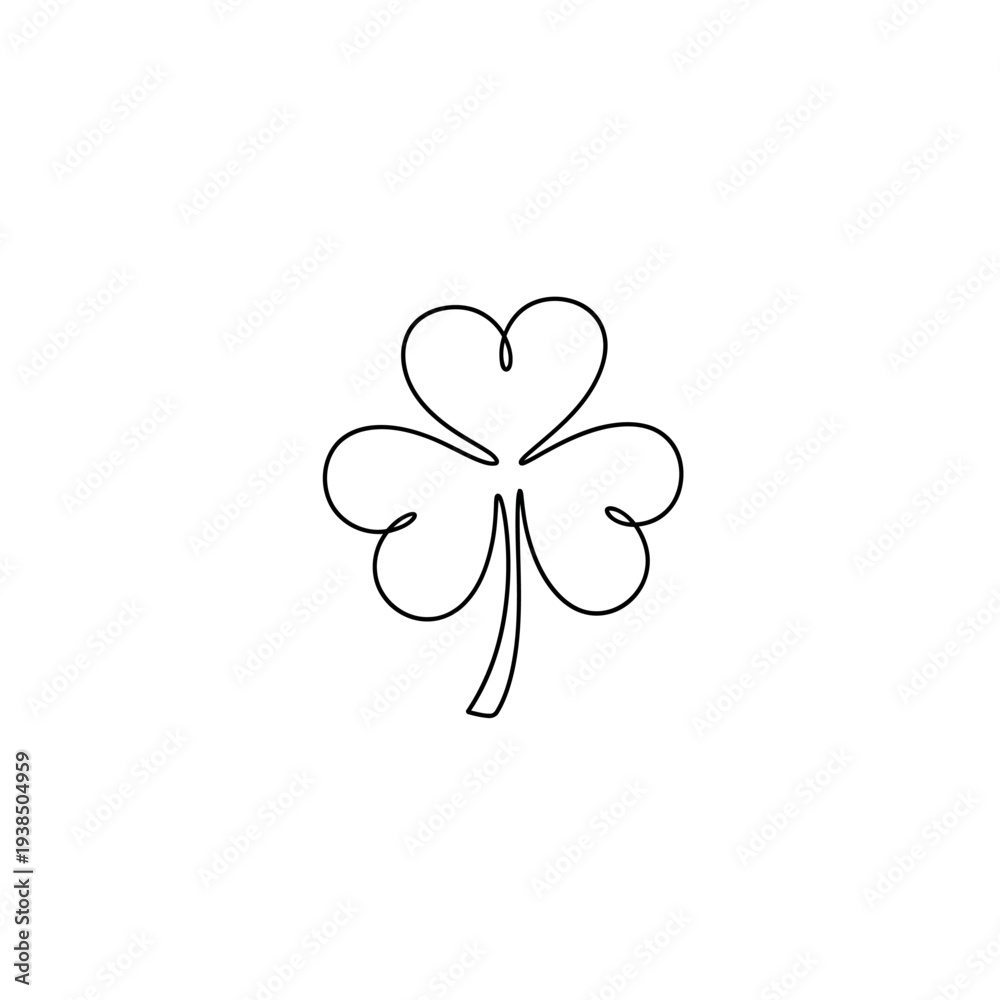 Fototapeta premium Heart shaped four leaf clover illustration.