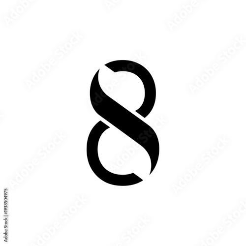 Large black number eight symbol.