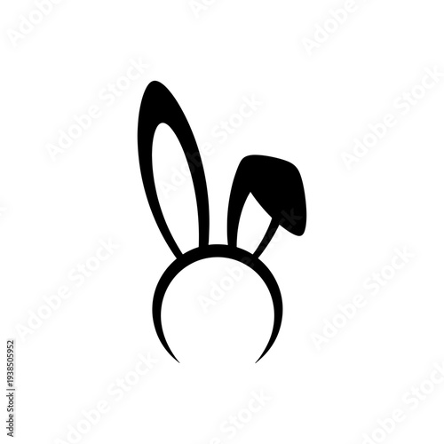 A striking black silhouette of rabbit ears and a headband is prominently displayed silhouette