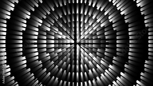 Abstract white radial motion background, futuristic digital tunnel loop, high tech energy burst