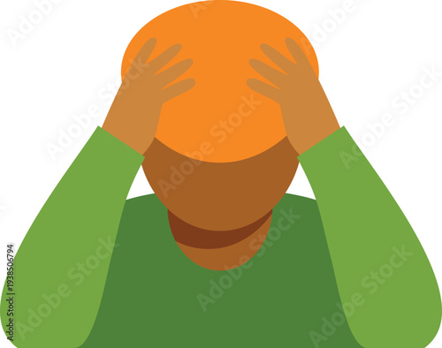Person feeling pain and stress holding head with both hands
