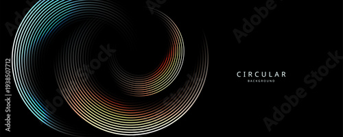 Abstract dark background with circular lines and layered rings.