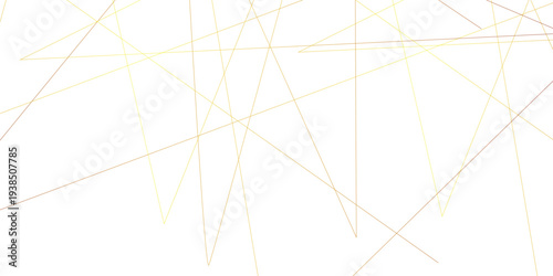 Minimal luxury geometric background with thin gold lines on white surface, random intersecting metallic pattern for branding and poster use
