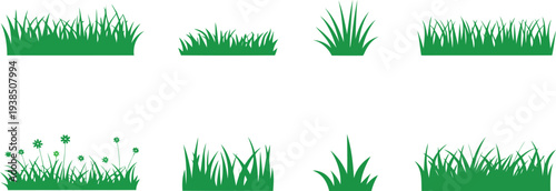 Green grass and flower clipart for landscaping and gardening designs