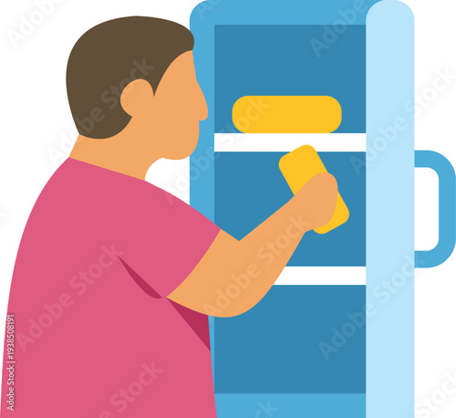 Person cleaning refrigerator shelves with a sponge, focused on household chores and freshness